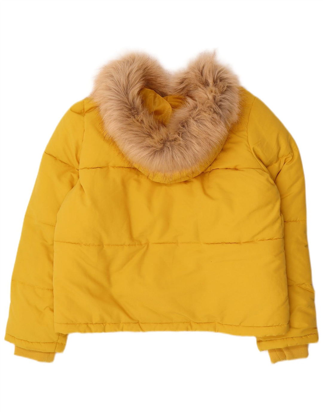 Miss Selfridge Dame Hætte Oversized Polstret Jakke UK 10 Lille Gul