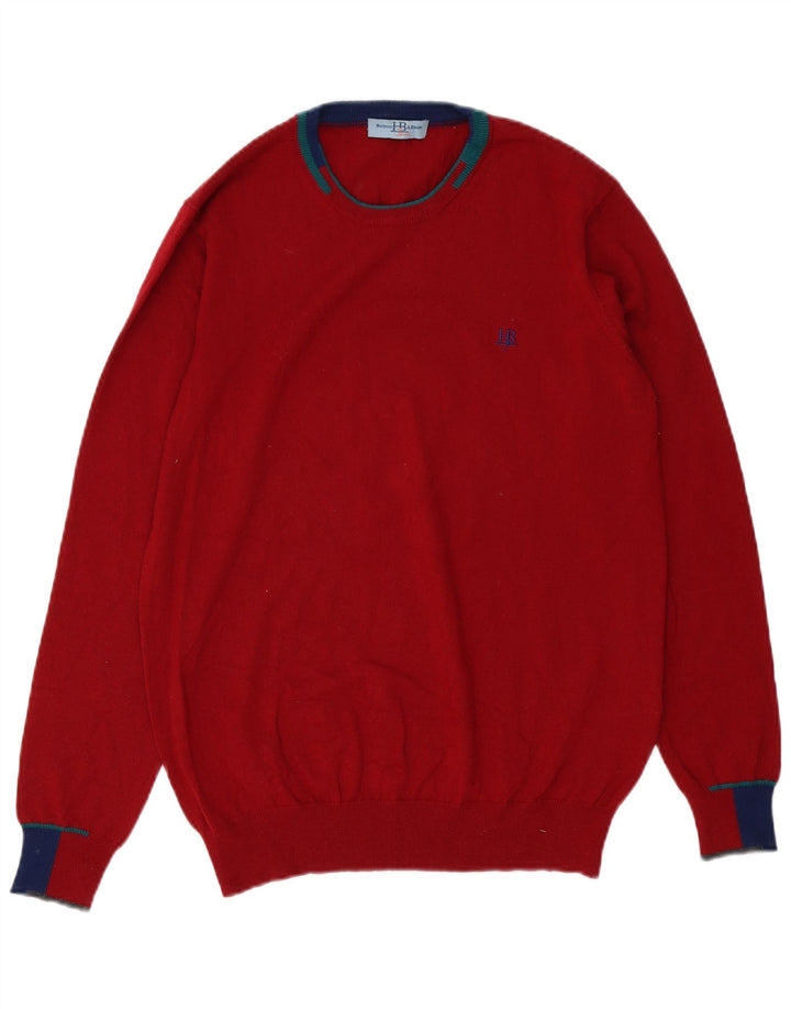 Harmont & Blaine Herre sweater med rund hals, stor rød farveblokuld