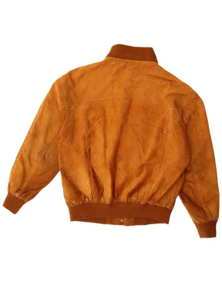 Vintage herre ruskind bomberjakke EU 52 XL beige læder