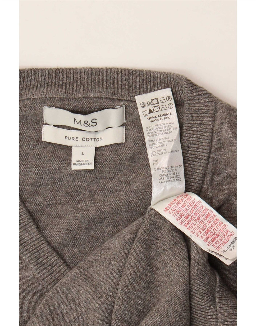 Marks & Spencer Herre V-hals sweater Stor grå bomuld