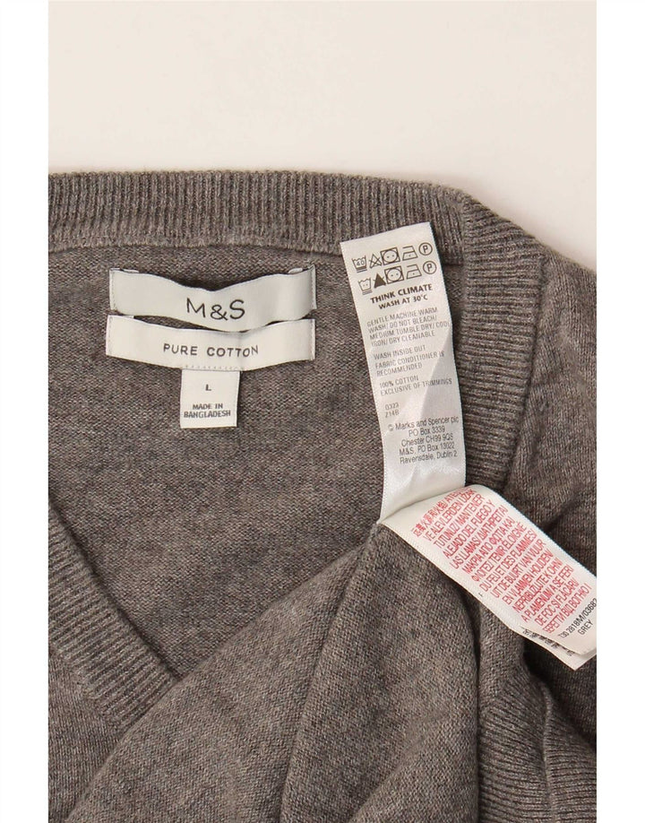 Marks & Spencer Herre V-hals sweater Stor grå bomuld