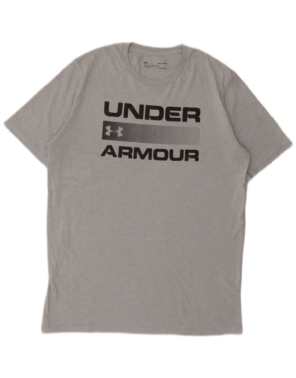 Under Armour Herre Heat Gear Grafisk T-shirt Top Medium Grey Flecked Bomuld
