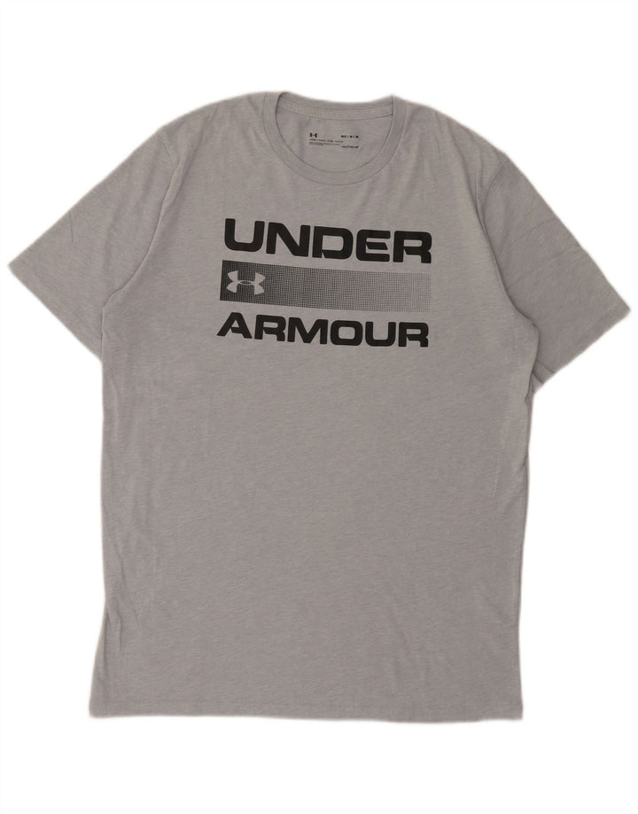 Under Armour Herre Heat Gear Grafisk T-shirt Top Medium Grey Flecked Bomuld