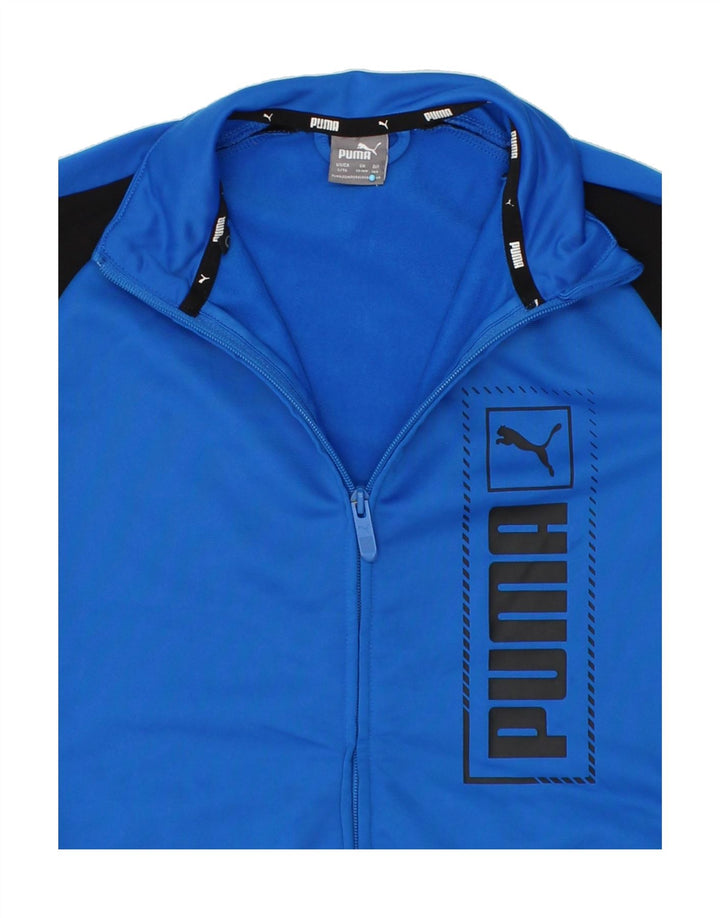 PUMA Boys Graphic Tracksuit Top Jacket 13-14 Years  Blue Colourblock Vintage Puma and Second-Hand Puma from Messina Hembry 