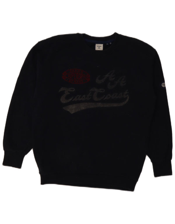 Superdry Herre Grafisk Loose Fit Sweatshirt Jumper XS Marineblå Bomuld