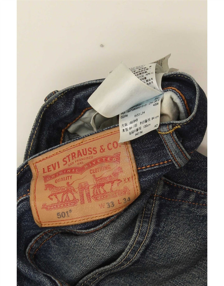 Levi's Herre 501 lige jeans W33 L34 Marineblå bomuld