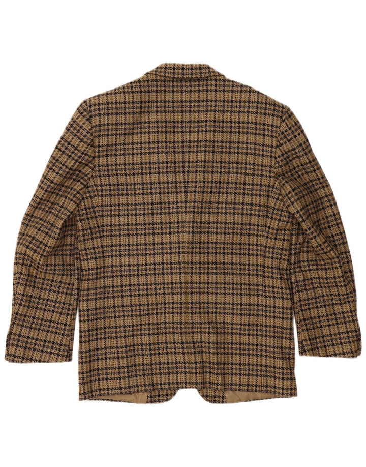 Luigi Botto Herre 2-knaps blazerjakke UK 40 Large Brown Houndstooth Uld