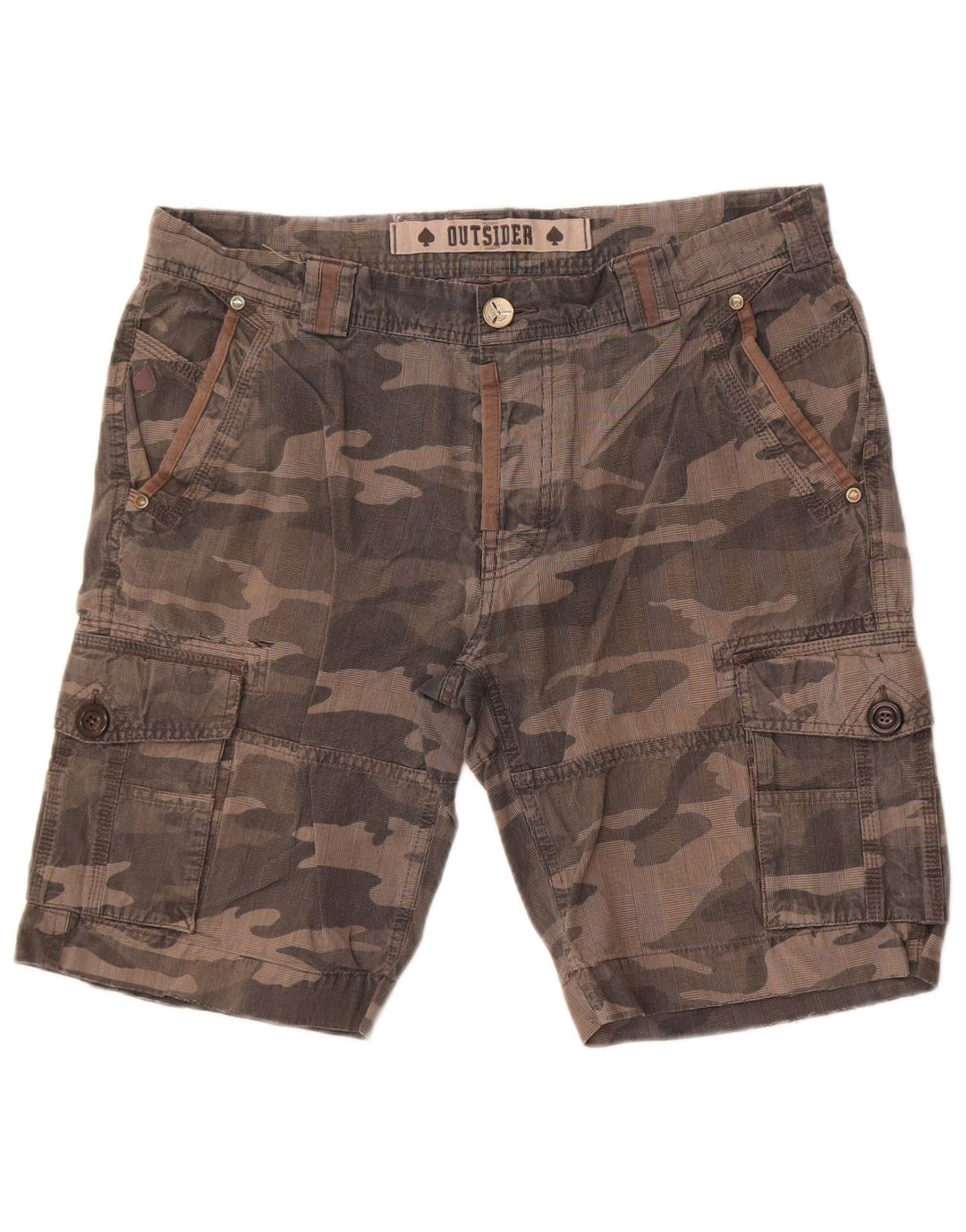 Outsider Herre Cargo Shorts W34 Stor Grå Camouflage Bomuld