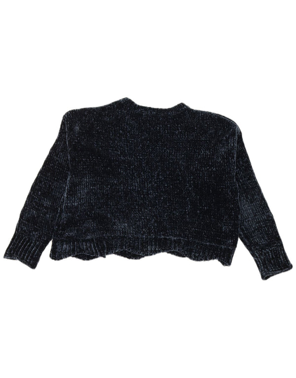 Zara Womens Oversized Crop Boat Neck Jumper Sweater UK 10 Small Navy Blue
