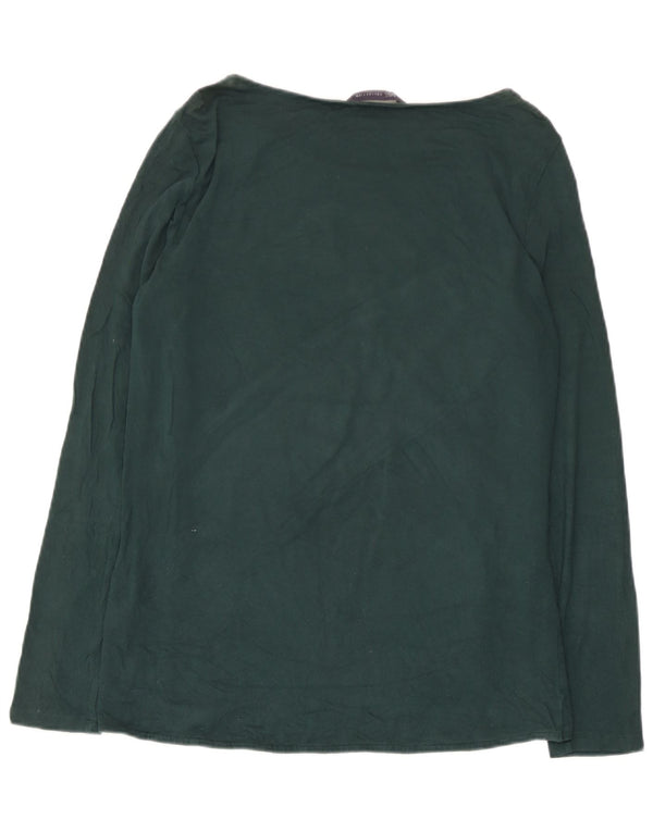 Marks & Spencer Dametop Langærmet UK 12 Medium Green Paisley Viscose