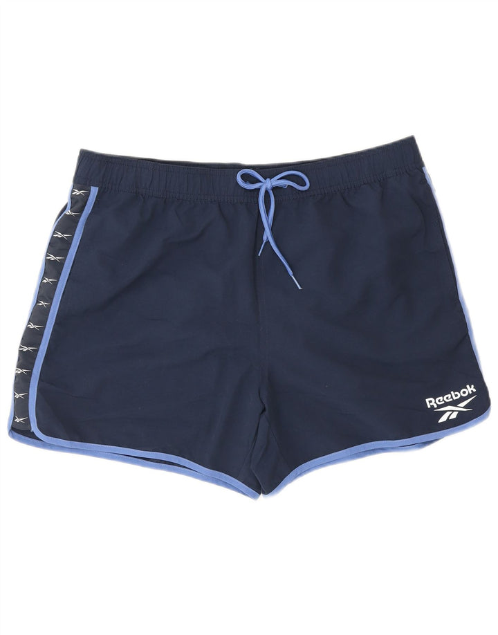 Reebok Dame grafiske svømmeshorts UK 16 Large Navy Blue Polyester
