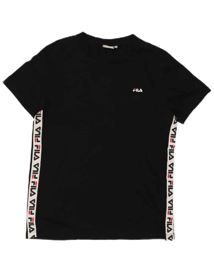 Fila Herre grafisk T-shirt Top Medium Sort Colourblock Bomuld