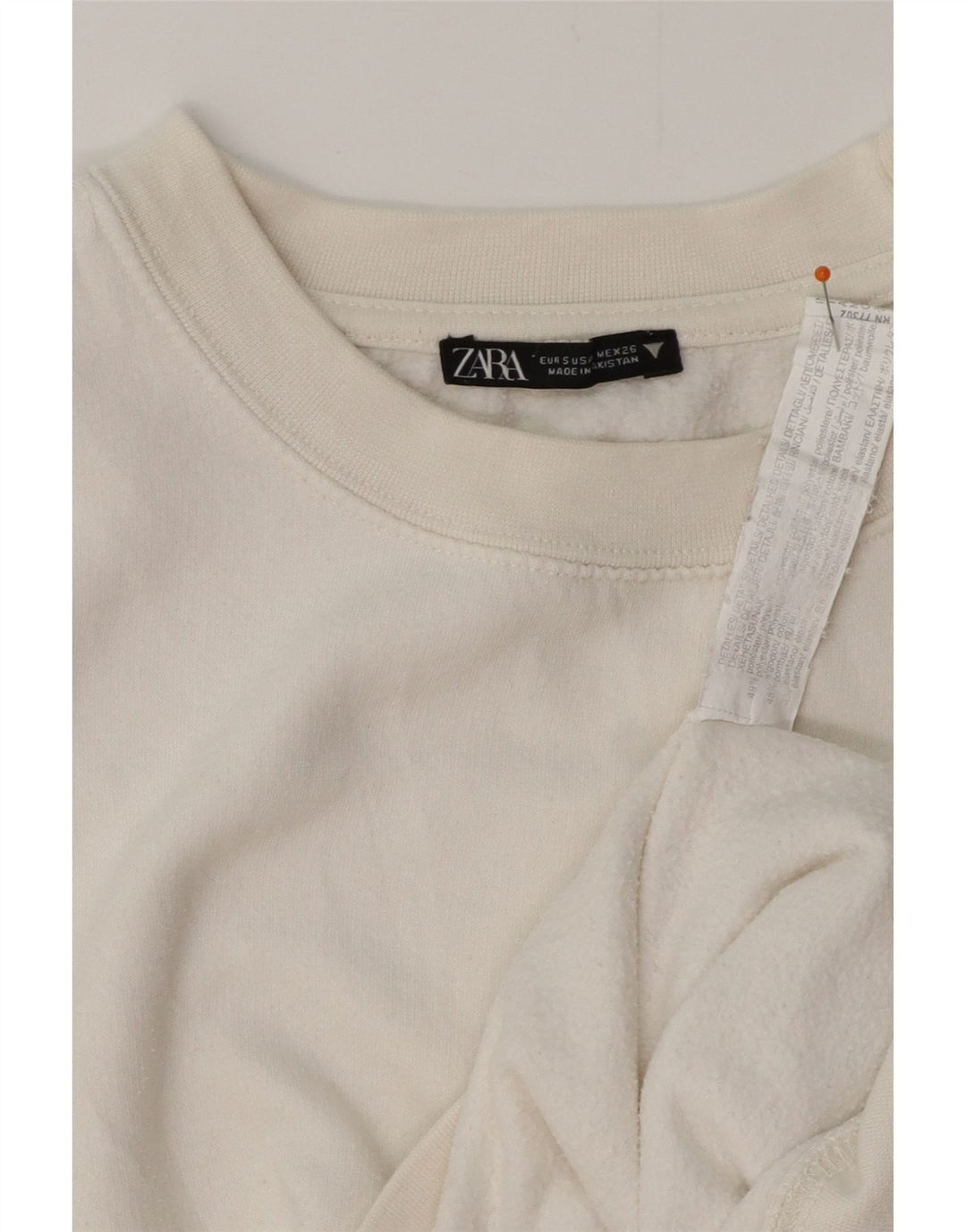 ZARA Womens Oversized Crop Sweatshirt Jumper UK 10 Small White Bomuld
