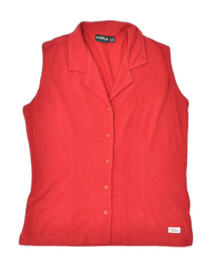 CHERVO Womens Sleeveless Shirt IT 48 XL Red Cotton | Vintage | Thrift | Second-Hand | Used Clothing | Messina Hembry 