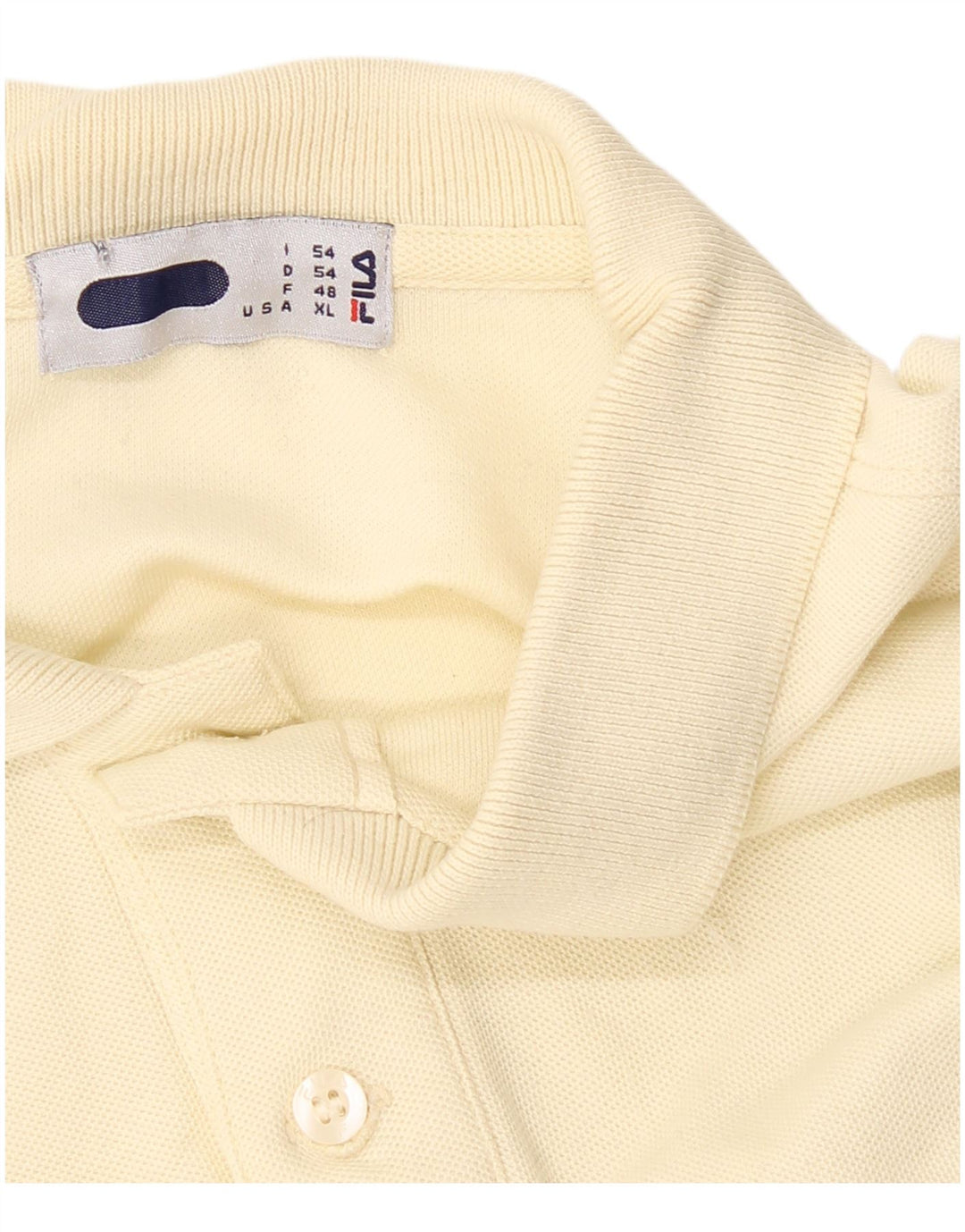 FILA Mens Polo Shirt IT 50 Medium Off White Cotton