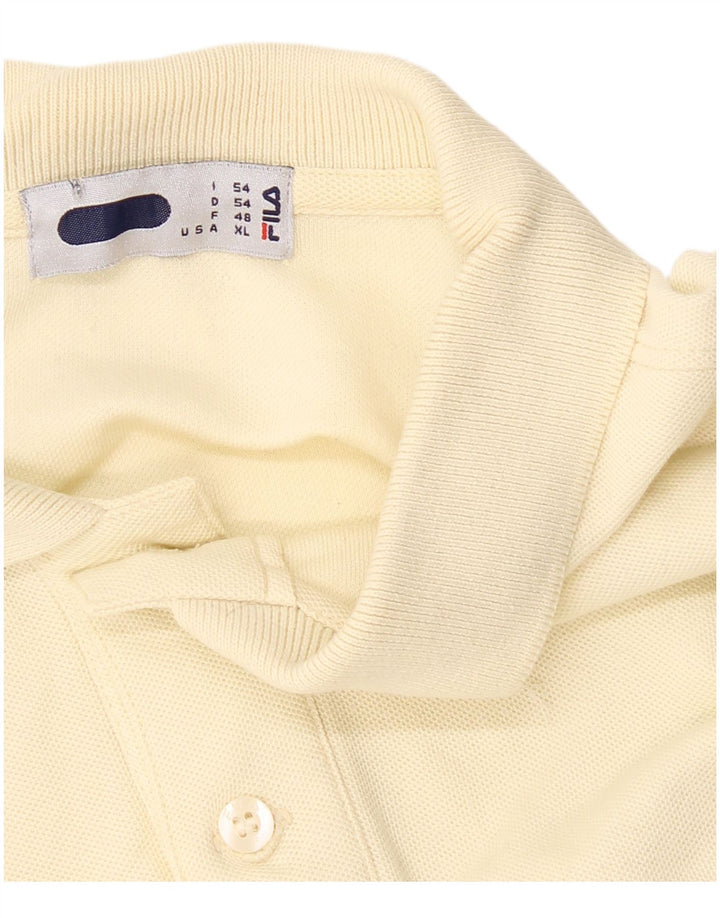 FILA Mens Polo Shirt IT 50 Medium Off White Cotton