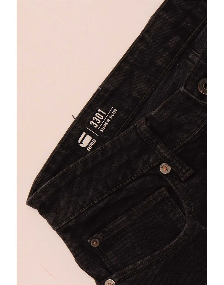 G-Star Herre 3301 Distressed Super Slim Jeans W28 L29 Sort