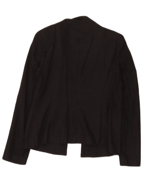 Marks & Spencer Womens Open Blazer Jacket UK 12 Medium Black Linen