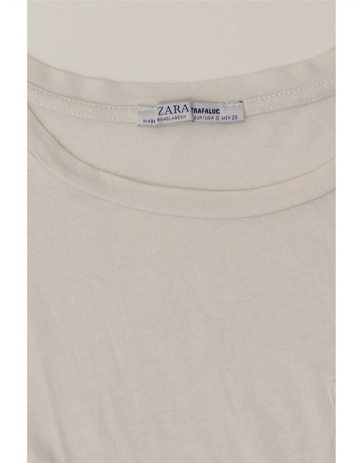 Zara Dame T-Shirt Top UK 10 Small White