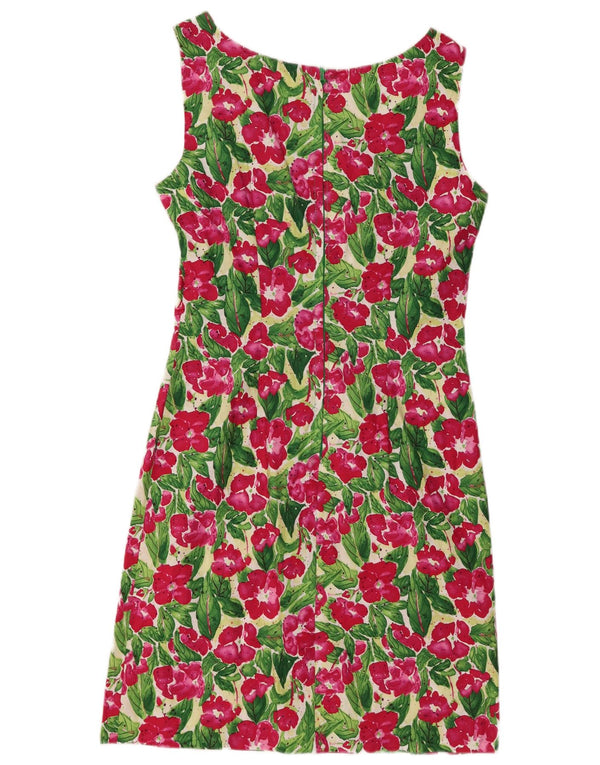 Vintage Kvinders Ærmeløs Skede Kjole UK 12 Medium Multicolored Floral