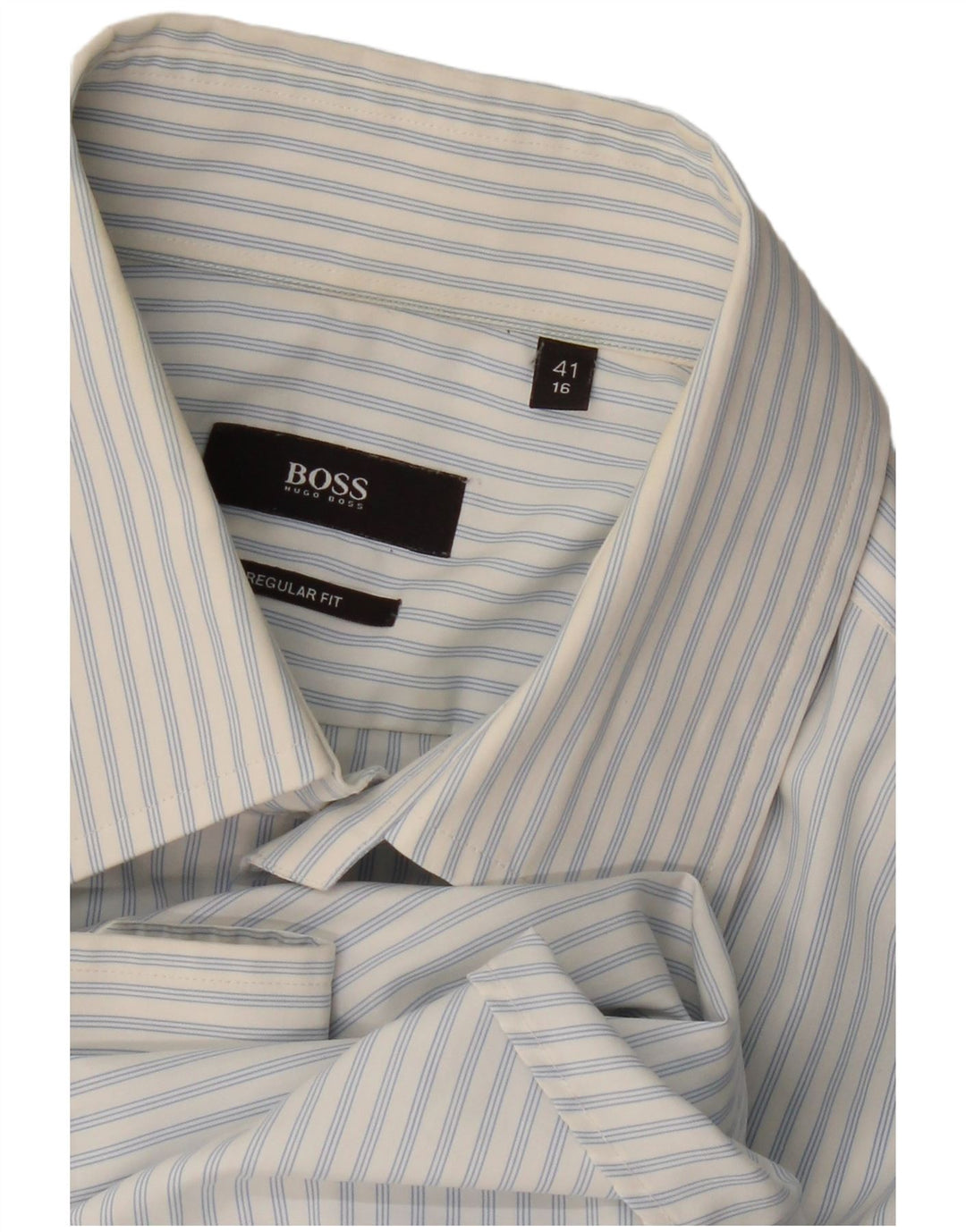 Hugo Boss Herre Regular Fit Skjorte Størrelse 41 16 Stor Blå Stribet
