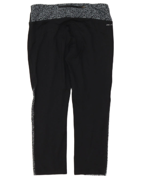 Nike Dame Dri Fit Grafiske Capri Leggings UK 14 Medium Sort dyreprint