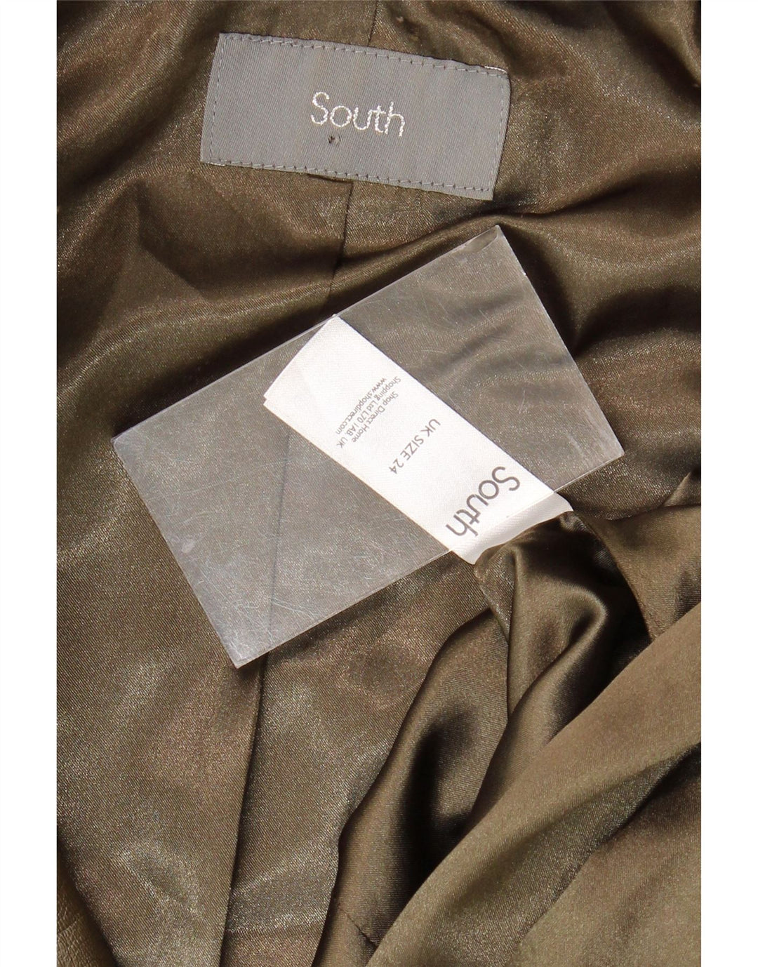 SOUTH Womens Crop Military Læderjakke UK 24 3XL Khaki Læder