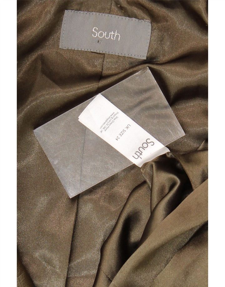 SOUTH Womens Crop Military Læderjakke UK 24 3XL Khaki Læder