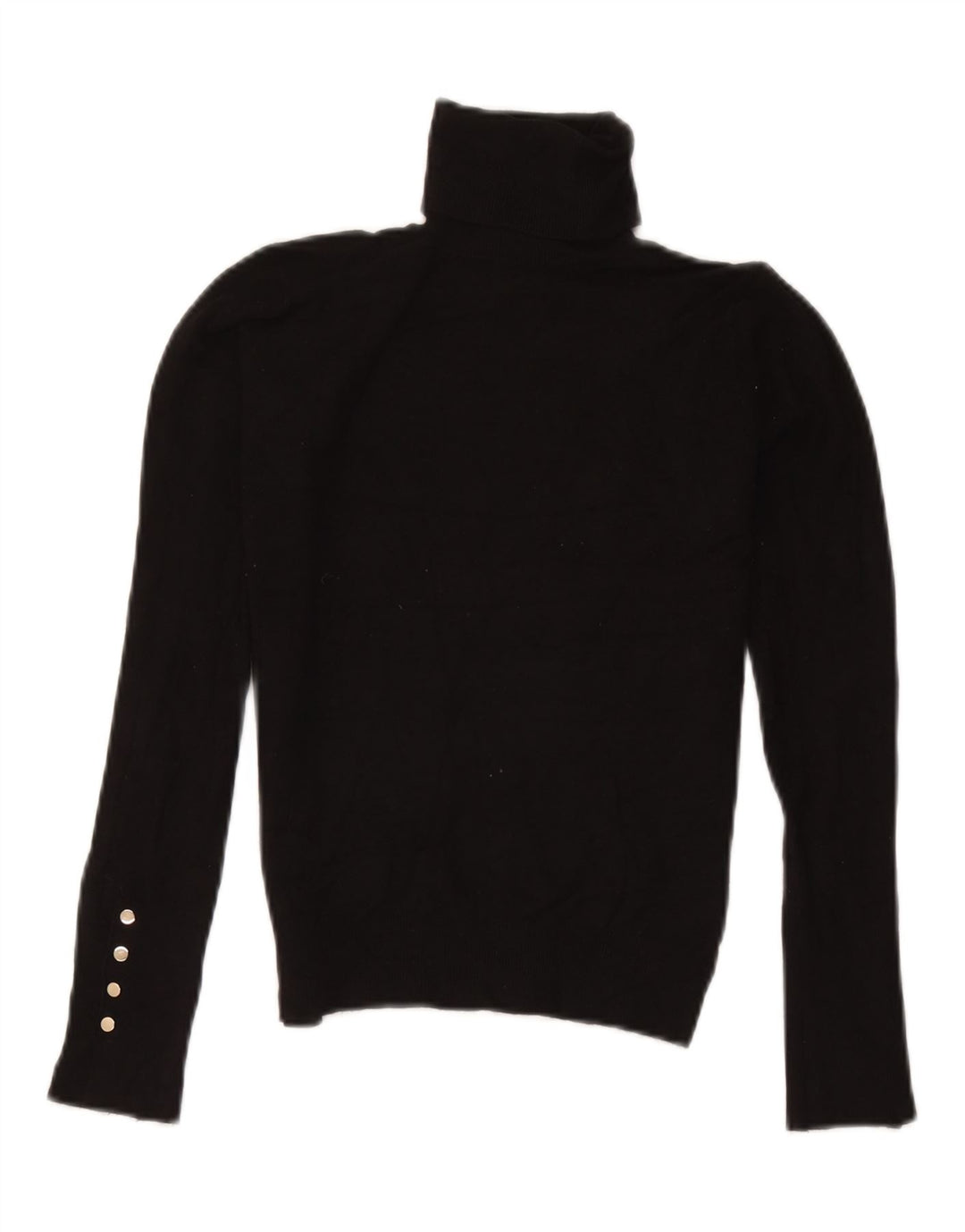 Zara Dame Roll Neck Jumper Sweater UK 10 Small Black Viscose