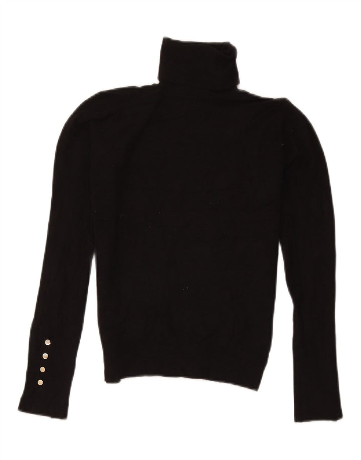 Zara Dame Roll Neck Jumper Sweater UK 10 Small Black Viscose