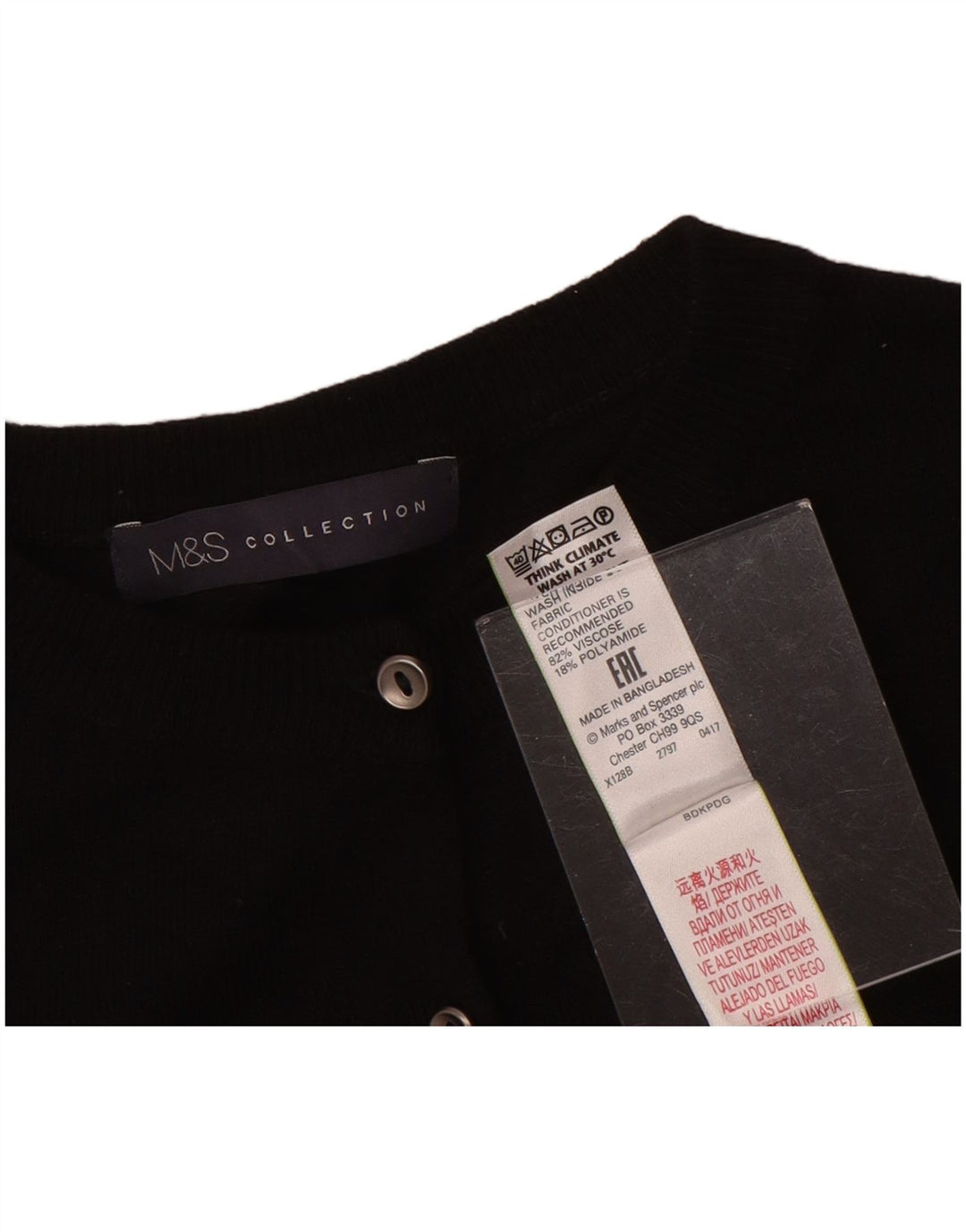 Marks & Spencer Dame Cardigan Sweater UK 8 Small Black Viscose
