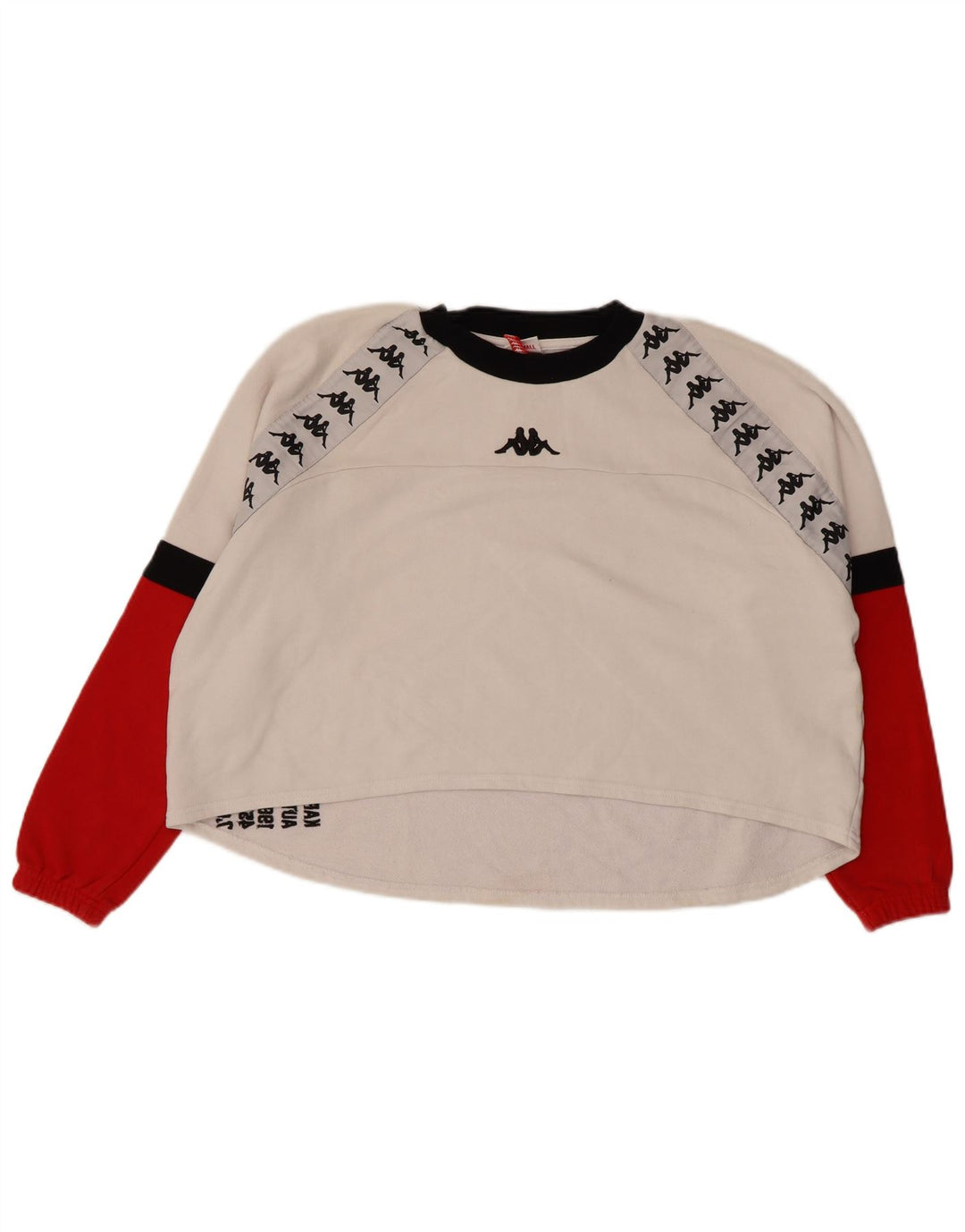 KAPPA Womens Oversized Graphic Sweatshirt Jumper UK 6 XS White Colourblock