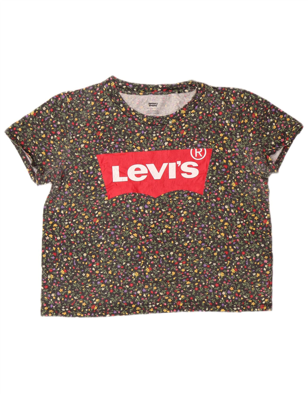 LEVI'S Womens Crop Graphic T-Shirt Top UK 14 Medium Multicoloured Floral