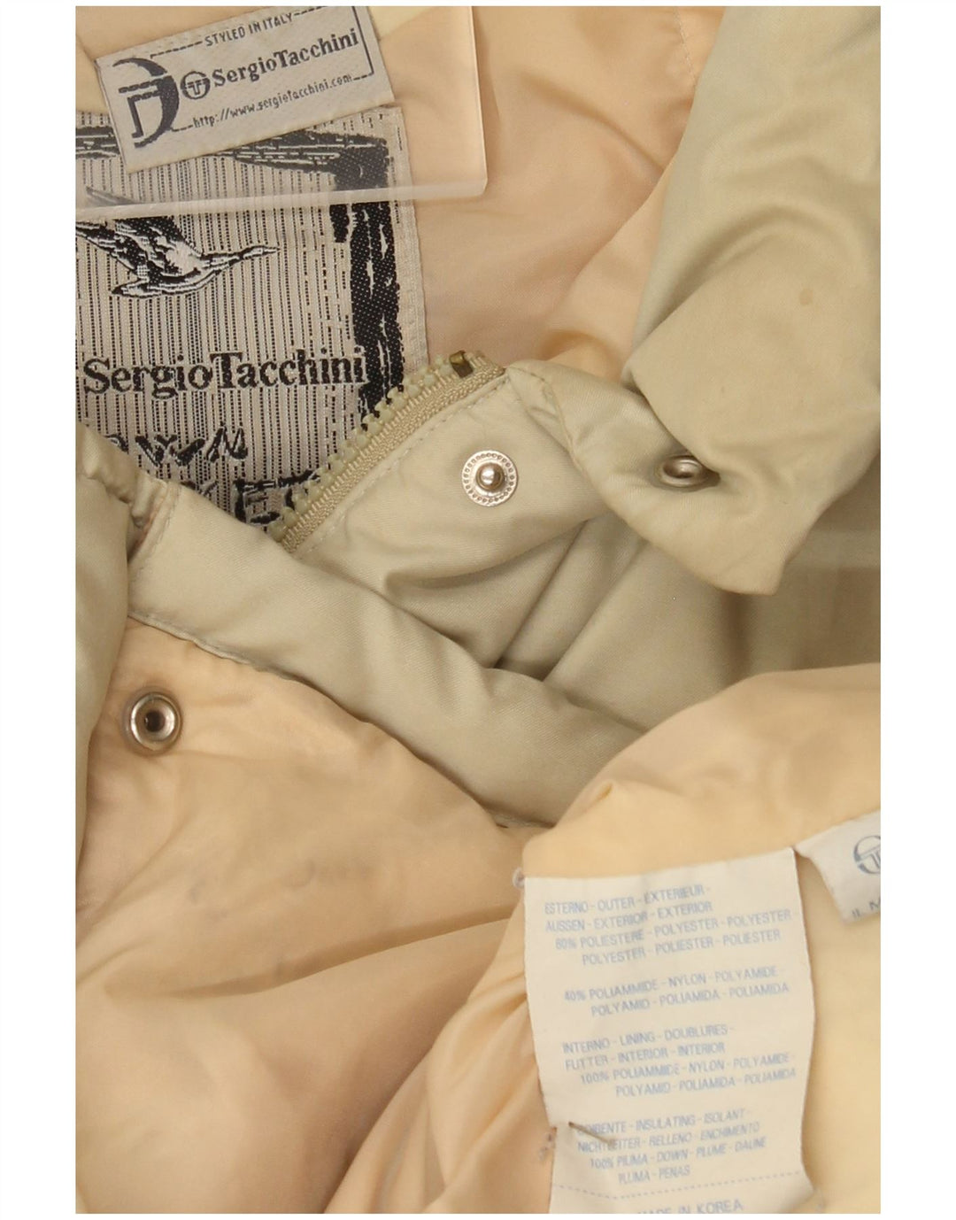 Sergio Tacchini Dame Polstret Jakke UK 18 XL Beige Polyester