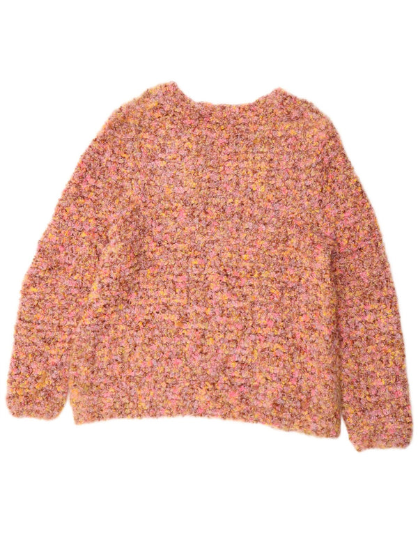 Vintage Dame Boat Neck Jumper Sweater UK 16 Large Pink Flecked