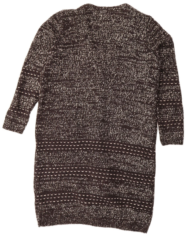 Marks & Spencer Womens Longline Cardigan Sweater UK 16 Large Black Flecked