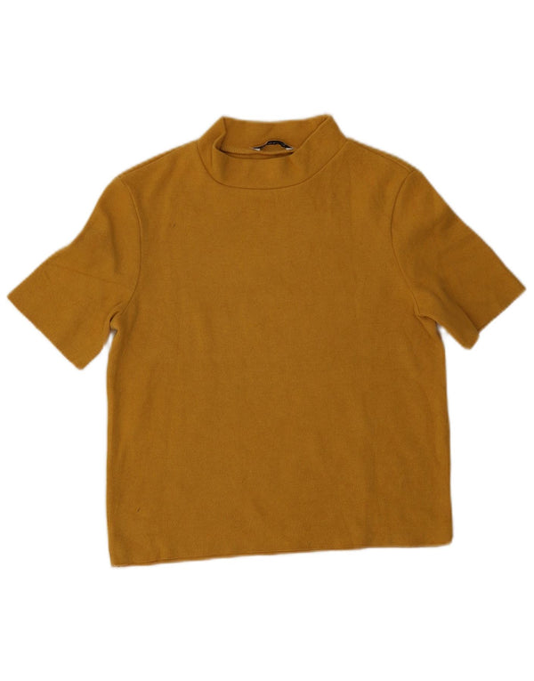 Zara Womens Crop T-Shirt Top UK 10 Small Yellow