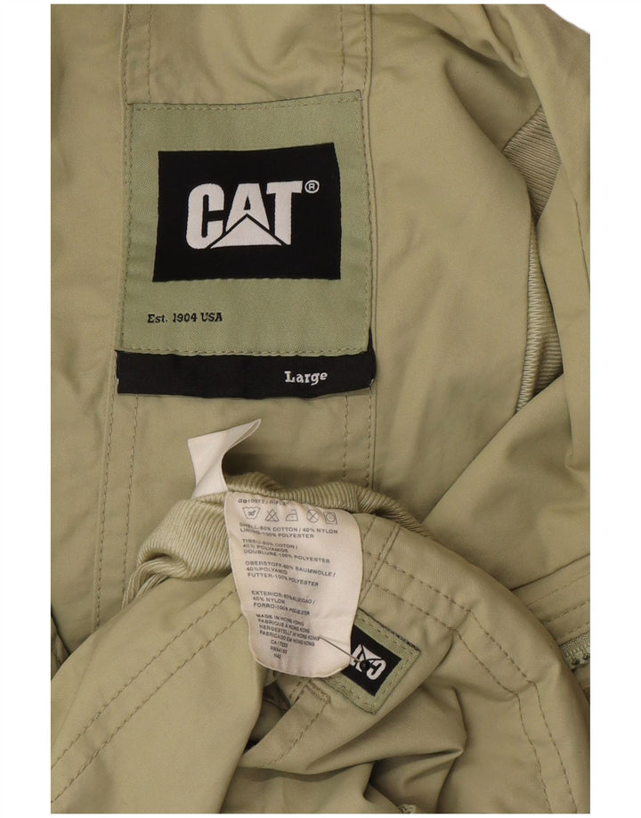 CAT Herre Hættejakke Anorak UK 40 Stor Khaki Bomuld