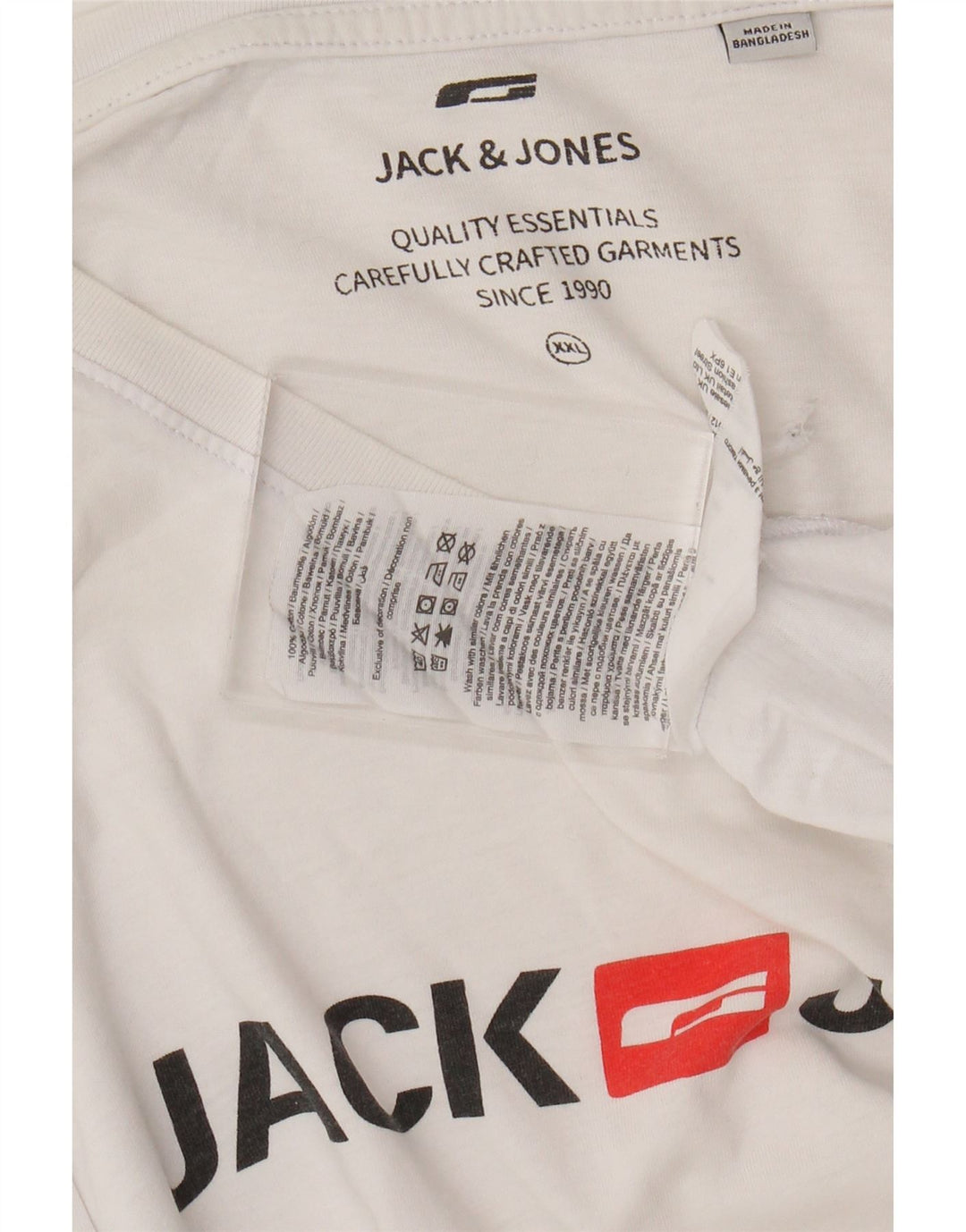 JACK & JONES Herre Grafisk T-Shirt Top 2XL Hvid Bomuld