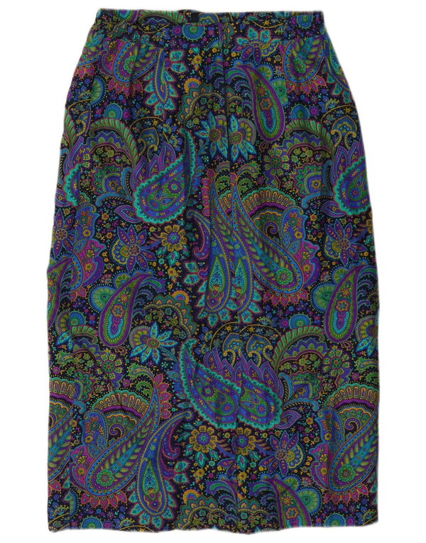 Vintage kvinders højtaljede midi-nederdel W28 Medium flerfarvet Paisley Silk