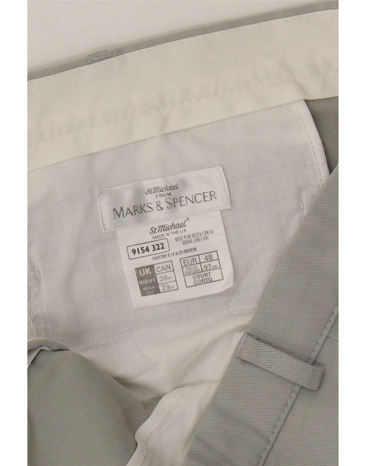 Marks & Spencer Straight Chino-bukser til mænd W38 L29 Grå polyester