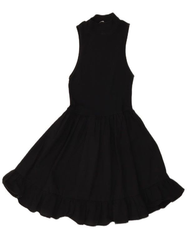 Zara Dame Ærmeløs Jumper Dress UK 12 Medium Sort Bomuld