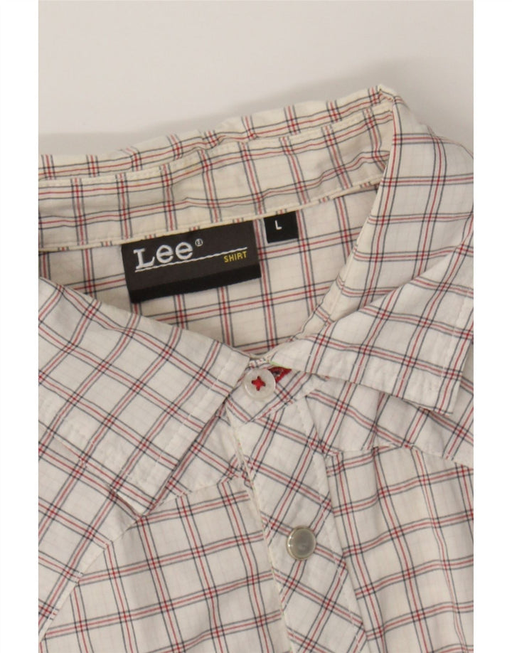 LEE Mens Short Sleeve Shirt Large Off White Check Cotton Vintage Lee and Second-Hand Lee from Messina Hembry 