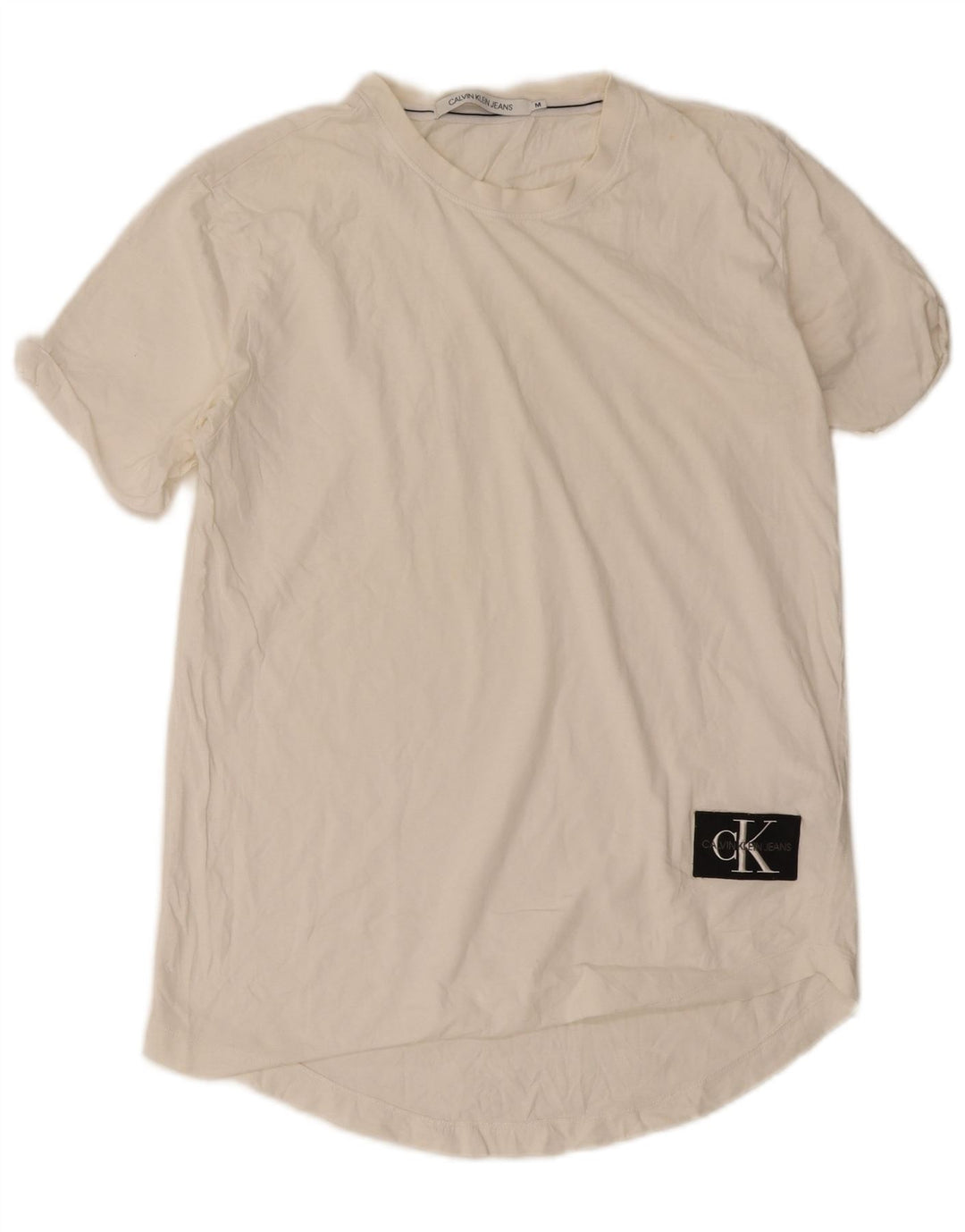 Calvin Klein Herre T-Shirt Top Medium Hvid Bomuld