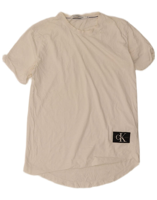 Calvin Klein Herre T-Shirt Top Medium Hvid Bomuld