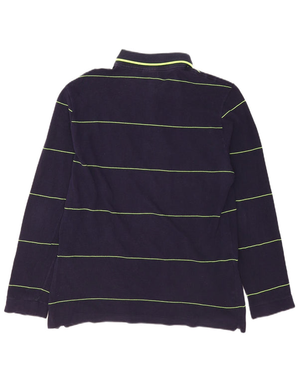 LACOSTE Mens Long Sleeve Polo Shirt Size 4 Medium Navy Blue Striped Cotton