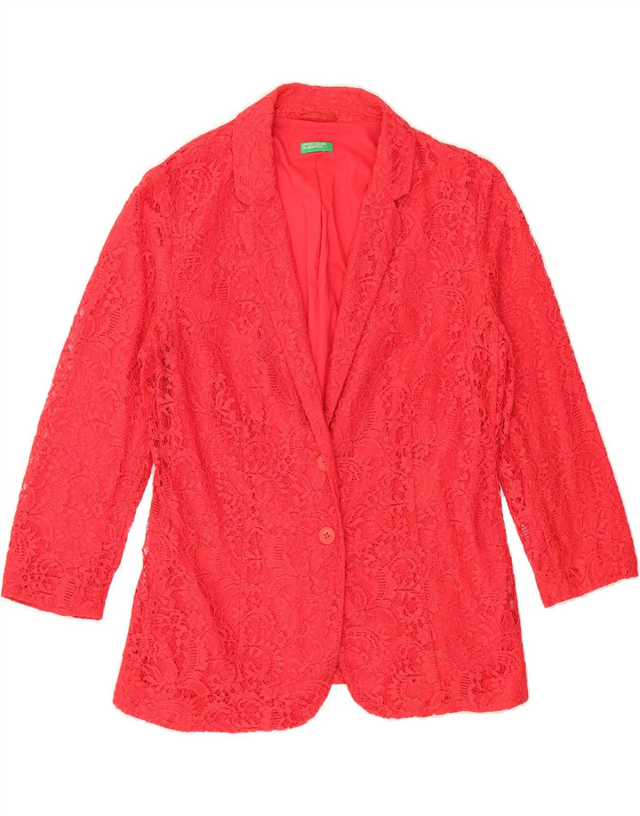 BENETTON Womens 3/4 Sleeve 2 Button Blazer Jacket IT 46 Large Red Vintage Benetton and Second-Hand Benetton from Messina Hembry 
