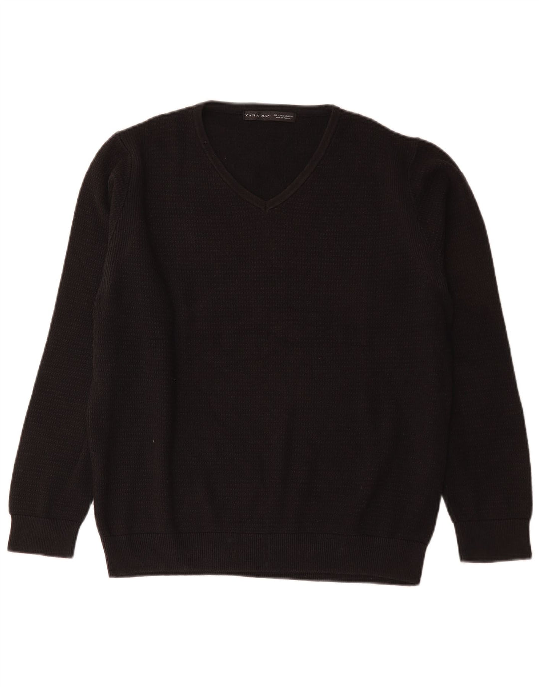 Zara Herre V-hals sweater Stor sort bomuld
