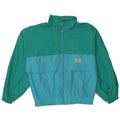 VINTAGE Boys Rain Jacket 15-16 Years Green Colourblock Cotton