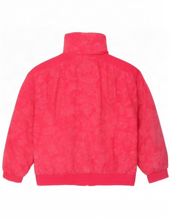 Vintage Dame Oversized Polstret Jakke IT 46 Large Pink Floral Bomuld